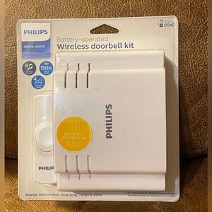PHILIPS Home Alerts Battery Operated Wireless Doorbell Kit 8 Unique Sounds 90dB